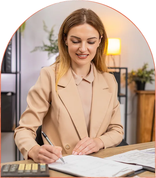 Accountant reviewing client documents